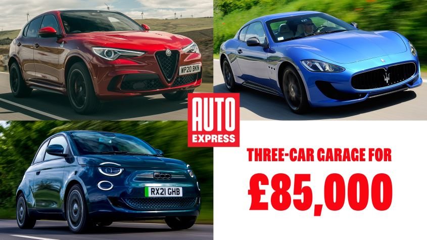 Three-car garage: Maserati GranTurismo, Alfa Romeo Stelvio Quadrifoglio and Fiat 500e all for £85k