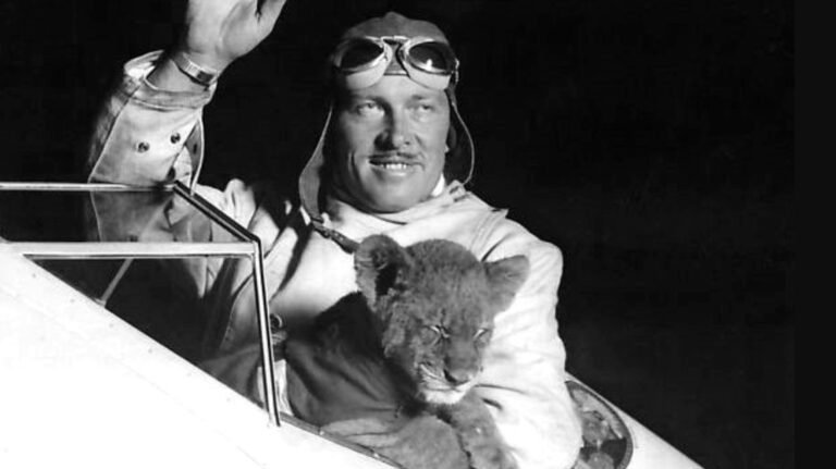 A Pilot Sponsored By Red Lion Gasoline Decided He Should Make A Real Lion His Co-Pilot